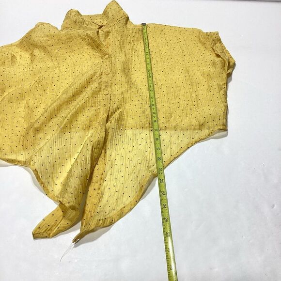 Subici Design By Leluu Brand Sheer Blouse Button Tie Front Short Sleeve Crop - Picture 2 of 8